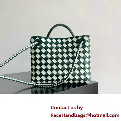 Bottega Veneta Intrecciato leather Small Andiamo top handle Bag Emerald green / Glacier 2024