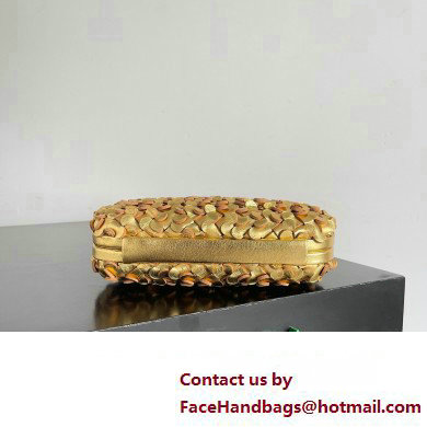 Bottega Veneta Knot Intreccio lamina leather minaudiere with leather sequins Bag Gold 2024