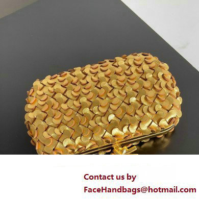 Bottega Veneta Knot Intreccio lamina leather minaudiere with leather sequins Bag Gold 2024