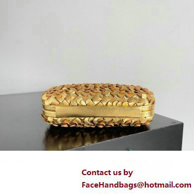 Bottega Veneta Knot Intreccio lamina leather minaudiere with leather sequins Bag Gold/Silver 2024