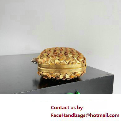 Bottega Veneta Knot Intreccio lamina leather minaudiere with leather sequins Bag Gold/Silver 2024