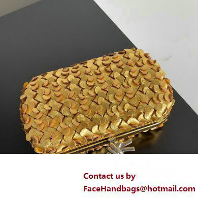 Bottega Veneta Knot Intreccio lamina leather minaudiere with leather sequins Bag Gold/Silver 2024