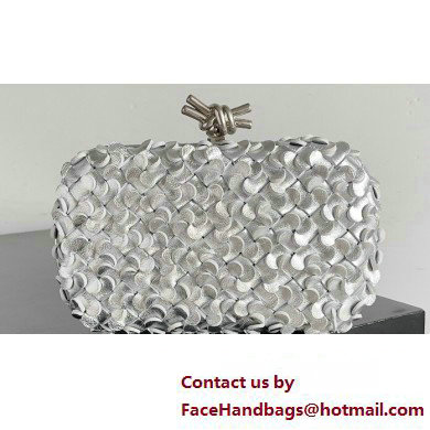 Bottega Veneta Knot Intreccio lamina leather minaudiere with leather sequins Bag Silver 2024 - Click Image to Close