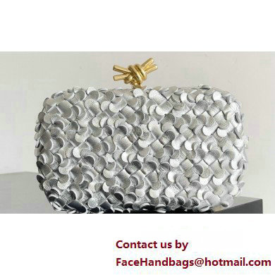 Bottega Veneta Knot Intreccio lamina leather minaudiere with leather sequins Bag Silver/Gold 2024