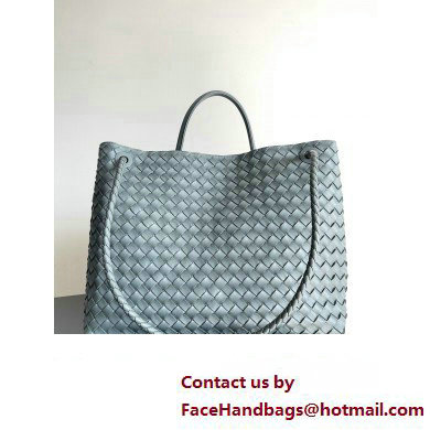 Bottega Veneta Large Andiamo Top Handle Bag in Intrecciato Leather 743575 navy blue 2023