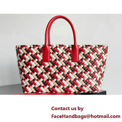 Bottega Veneta Large Cabat padded Intreccio leather and canvas tote bag Red 2023