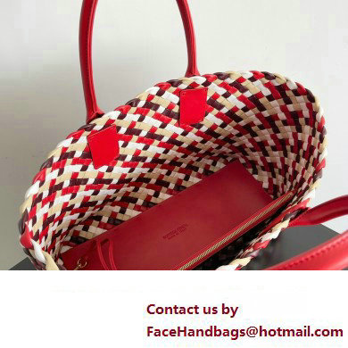 Bottega Veneta Large Cabat padded Intreccio leather and canvas tote bag Red 2023