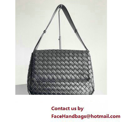 Bottega Veneta Large Cobble Shoulder Bag in padded Intreccio leather Black 2024