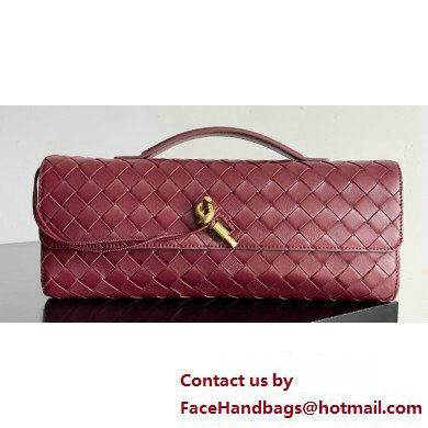 Bottega Veneta Long Clutch Andiamo With Handle Intrecciato leather bag BAROLO with metallic knot closure 2024 - Click Image to Close