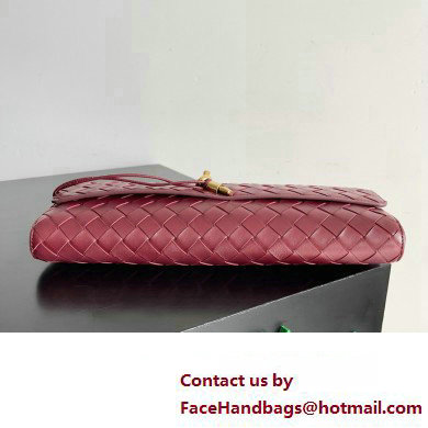 Bottega Veneta Long Clutch Andiamo With Handle Intrecciato leather bag BAROLO with metallic knot closure 2024