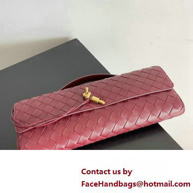 Bottega Veneta Long Clutch Andiamo With Handle Intrecciato leather bag BAROLO with metallic knot closure 2024