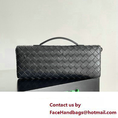 Bottega Veneta Long Clutch Andiamo With Handle Intrecciato leather bag Black with metallic knot closure 2024