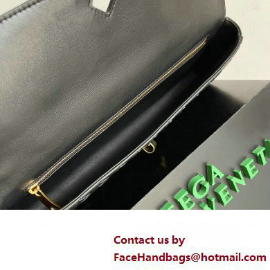 Bottega Veneta Long Clutch Andiamo With Handle Intrecciato leather bag Black with metallic knot closure 2024