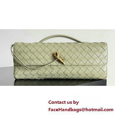 Bottega Veneta Long Clutch Andiamo With Handle Intrecciato leather bag TRAVERTINE with metallic knot closure 2024