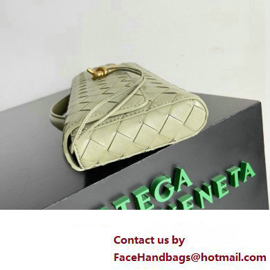 Bottega Veneta Long Clutch Andiamo With Handle Intrecciato leather bag TRAVERTINE with metallic knot closure 2024