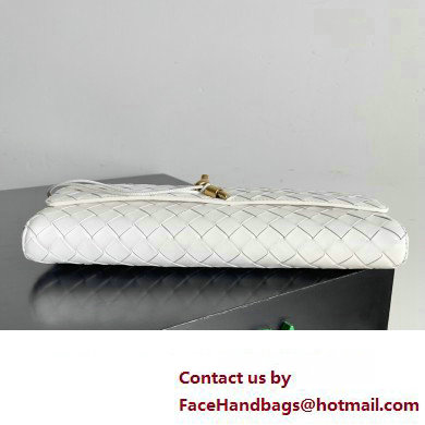 Bottega Veneta Long Clutch Andiamo With Handle Intrecciato leather bag White with metallic knot closure 2024