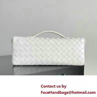 Bottega Veneta Long Clutch Andiamo With Handle Intrecciato leather bag White with metallic knot closure 2024