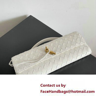 Bottega Veneta Long Clutch Andiamo With Handle Intrecciato leather bag White with metallic knot closure 2024