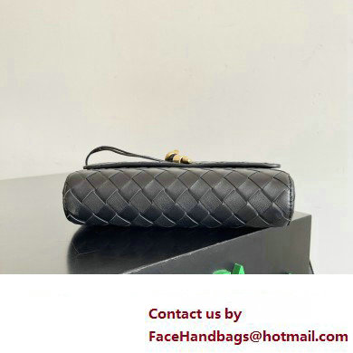 Bottega Veneta Mini Andiamo Cross-Body Intrecciato leather bag Black with metallic knot closure 2024