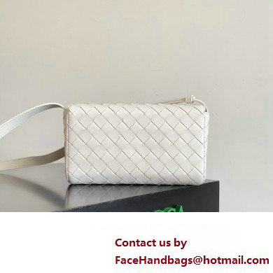 Bottega Veneta Mini Andiamo Cross-Body Intrecciato leather bag White with metallic knot closure 2024