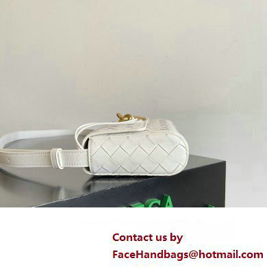 Bottega Veneta Mini Andiamo Cross-Body Intrecciato leather bag White with metallic knot closure 2024