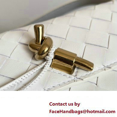 Bottega Veneta Mini Andiamo Cross-Body Intrecciato leather bag White with metallic knot closure 2024