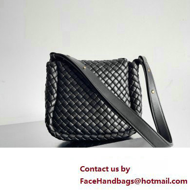 Bottega Veneta Mini Cobble Shoulder Bag in padded Intreccio leather Black 2024