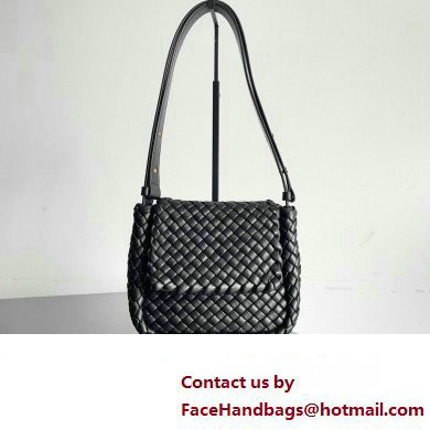 Bottega Veneta Mini Cobble Shoulder Bag in padded Intreccio leather Black 2024