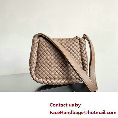 Bottega Veneta Mini Cobble Shoulder Bag in padded Intreccio leather TAUPE GREY 2024