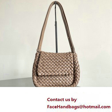 Bottega Veneta Mini Cobble Shoulder Bag in padded Intreccio leather TAUPE GREY 2024