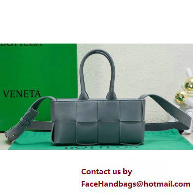 Bottega Veneta Mini East-West Arco Tote Intreccio leather bag with detachable strap AGATE GREY 2024