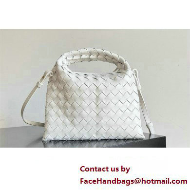 Bottega Veneta Mini Hop Intrecciato leather cross-body Bag with detachable strap WHITE 2024