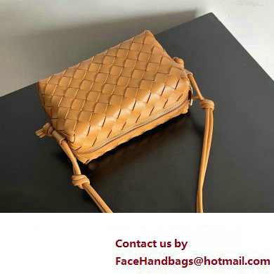 Bottega Veneta Mini Loop Camera Intrecciato leather cross-body Bag ALMOND 2024