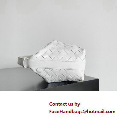 Bottega Veneta Mini Wallace Intrecciato leather shoulder bag White 2023 - Click Image to Close