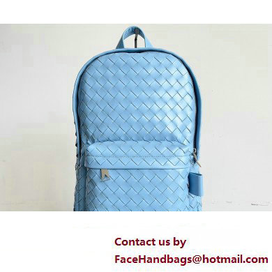 Bottega Veneta Small Intrecciato leather Backpack Bag Sky Blue 2023 - Click Image to Close