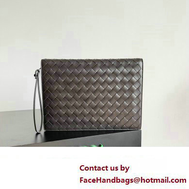 Bottega Veneta Small intrecciato leather document case With Wristlet Coffee 2023 - Click Image to Close