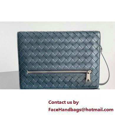 Bottega Veneta Small intrecciato leather document case With Wristlet Deep Blue 2023