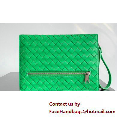 Bottega Veneta Small intrecciato leather document case With Wristlet Green 2023 - Click Image to Close