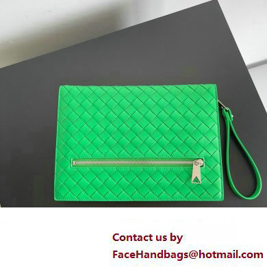 Bottega Veneta Small intrecciato leather document case With Wristlet Green 2023