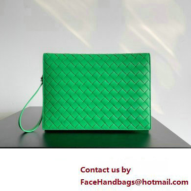 Bottega Veneta Small intrecciato leather document case With Wristlet Green 2023