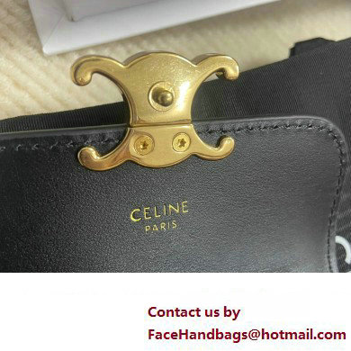 CELINE CARD HOLDER WITH FLAP TRIOMPHE in Shiny calfskin Black 10I583 2023