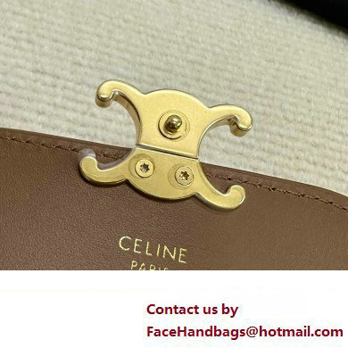 CELINE CARD HOLDER WITH FLAP TRIOMPHE in Shiny calfskin Bronze 10I583 2023