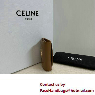 CELINE CARD HOLDER WITH FLAP TRIOMPHE in Shiny calfskin Bronze 10I583 2023