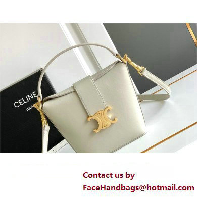 CELINE MINI BUCKET TRIOMPHE in SMOOTH CALFSKIN WHITE 2024