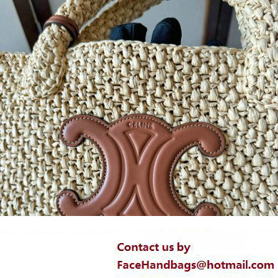 CELINE SUPPLE SMALL TRIOMPHE CLASSIC PANIER in Raffia and calfskin Tan 2024