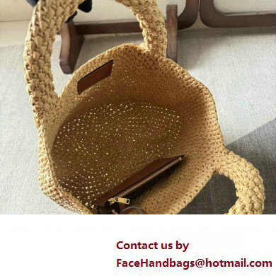 CELINE SUPPLE SMALL TRIOMPHE CLASSIC PANIER in Raffia and calfskin Tan 2024