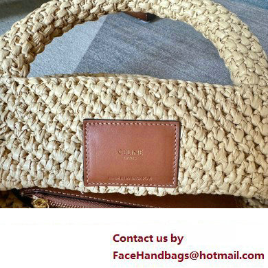 CELINE SUPPLE SMALL TRIOMPHE CLASSIC PANIER in Raffia and calfskin Tan 2024