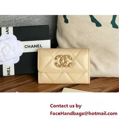 CHANEL 19 Flap Card Holder in lambskin AP1790 BEIGE 2023 - Click Image to Close