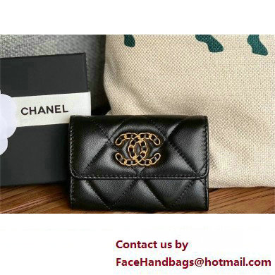 CHANEL 19 Flap Card Holder in lambskin AP1790 BLACK 2023