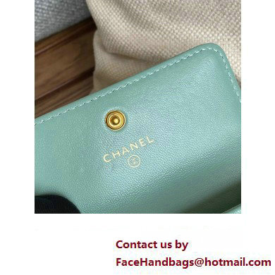 CHANEL 19 Flap Card Holder in lambskin AP1790 GREEN 2023